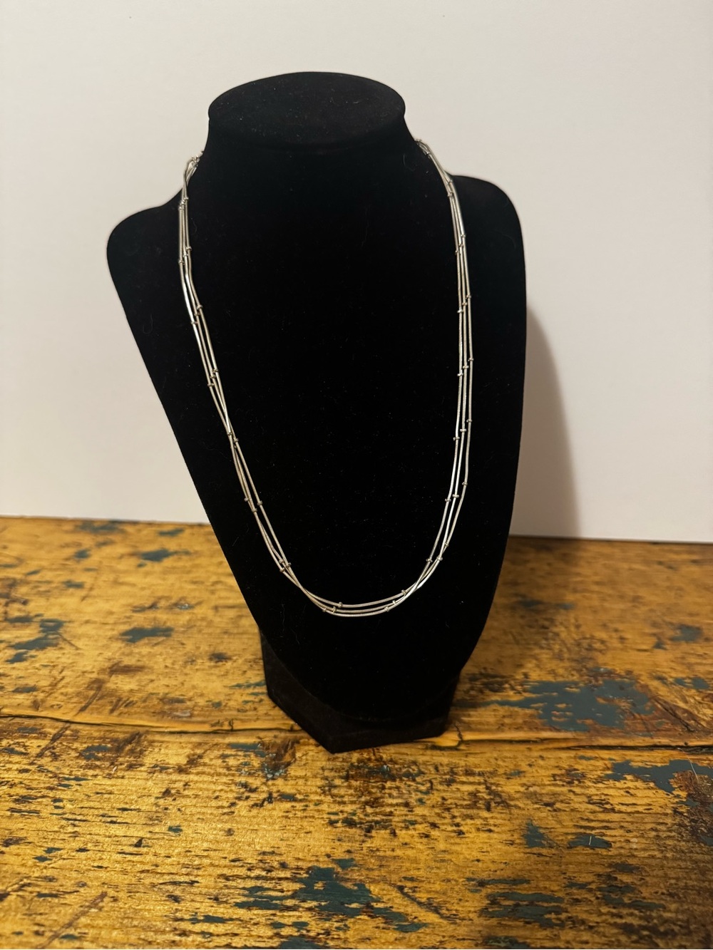 ALFRED SUNG Triple-Strand Silver Tone Cable Link Necklace